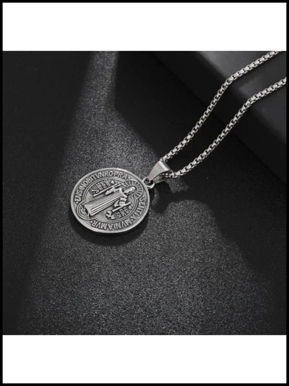 St Benedict Exorcism Medal Stainless Steel Necklace Christian Catholic Pendant